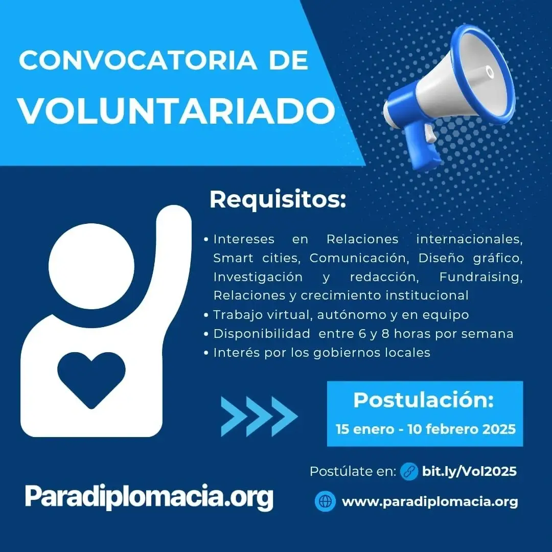 Voluntariado en Paradiplomacia.org. Estudiamos, investigamos, promovemos y acompañamos la gestión internacional de los gobiernos locales.