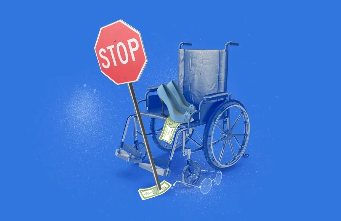 illustration of wheelchair with stop sign