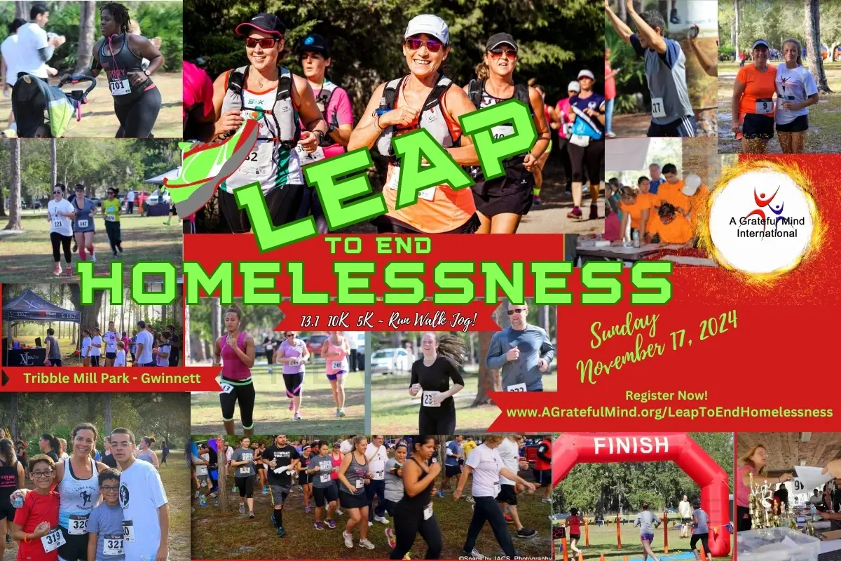 Help Kick-off National Hunger & Homelessness Week at the LEAP To End Homelessness Run,Walk, Jog - Sunday, November 17 in Gwinnett County!!