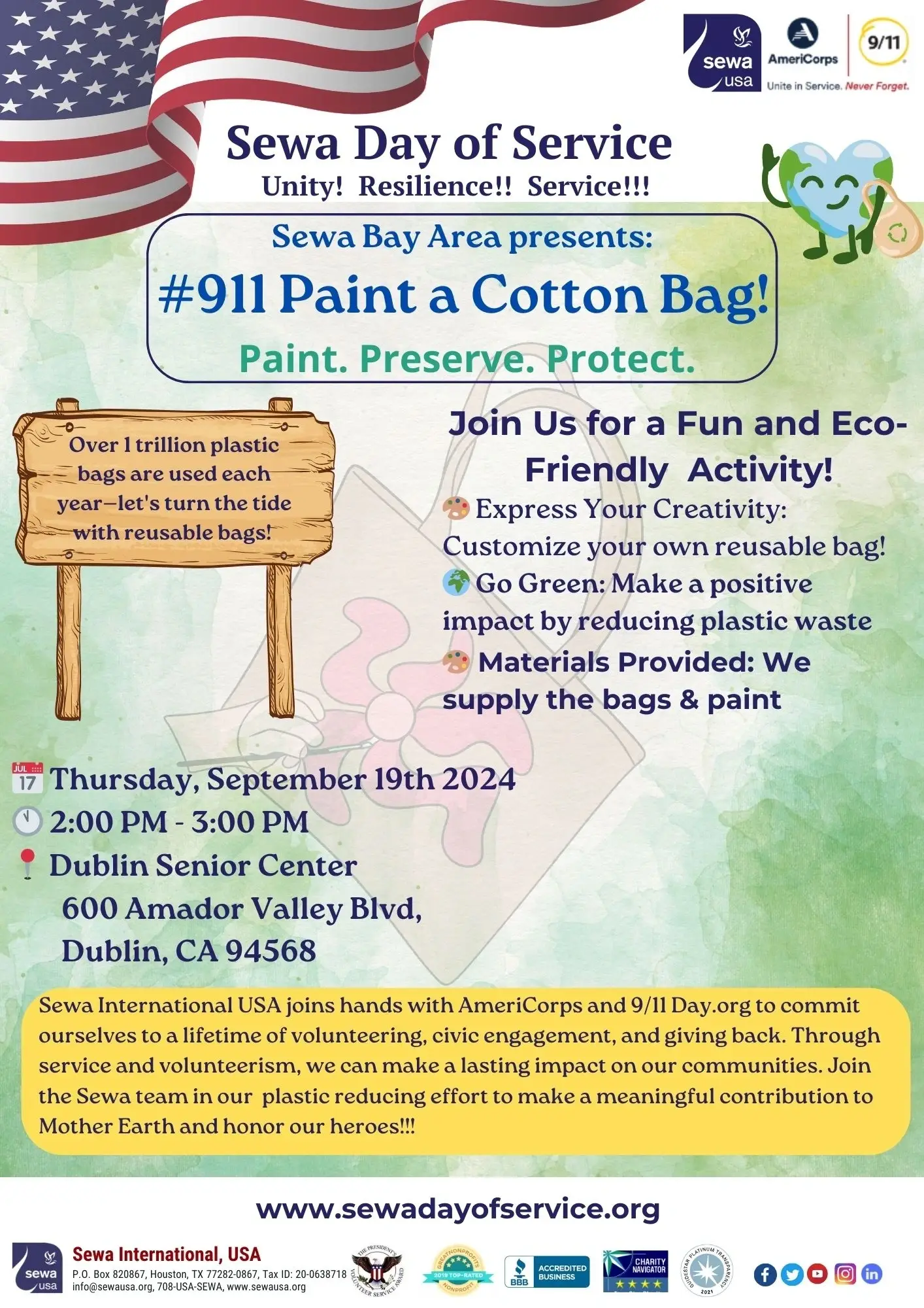 #911 Paint a Cotton Bag - Dublin Senior Center