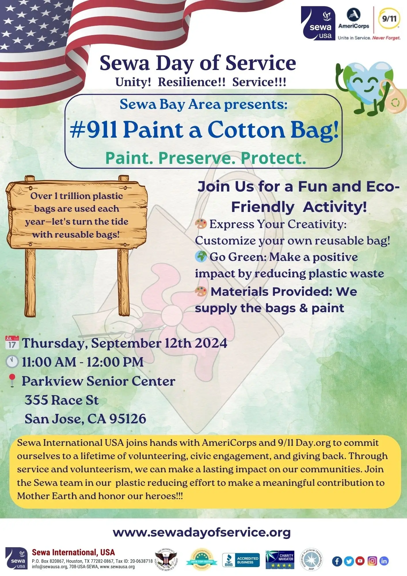 #911 Paint a Cotton Bag - Parkview Senior Center