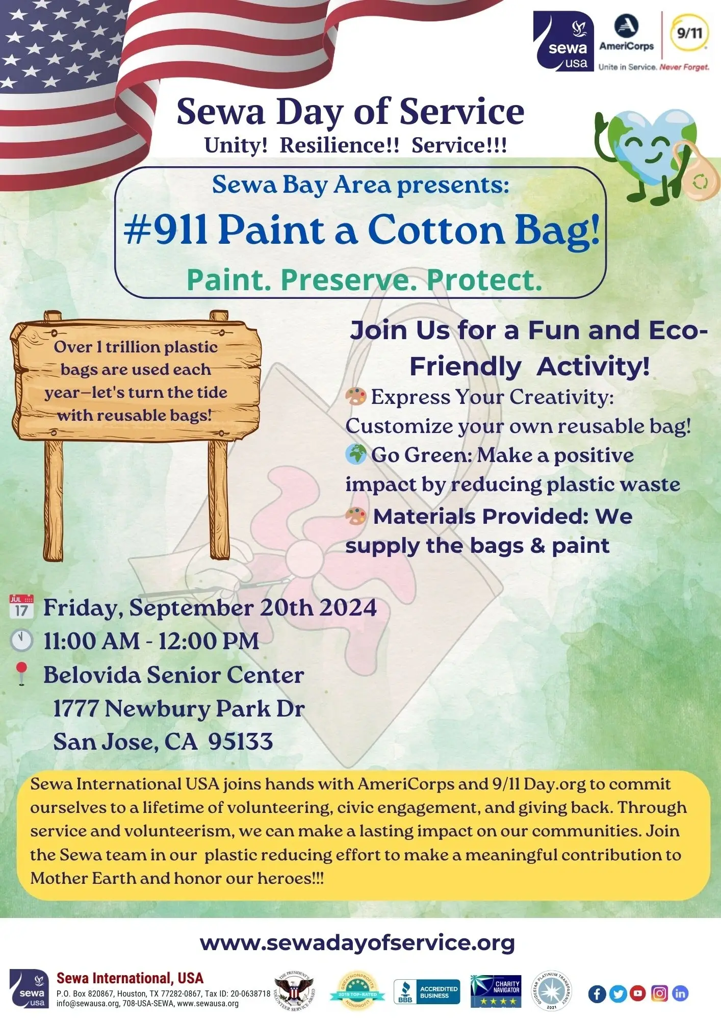 #911 Paint a Cotton Bag - Belovida Senior center