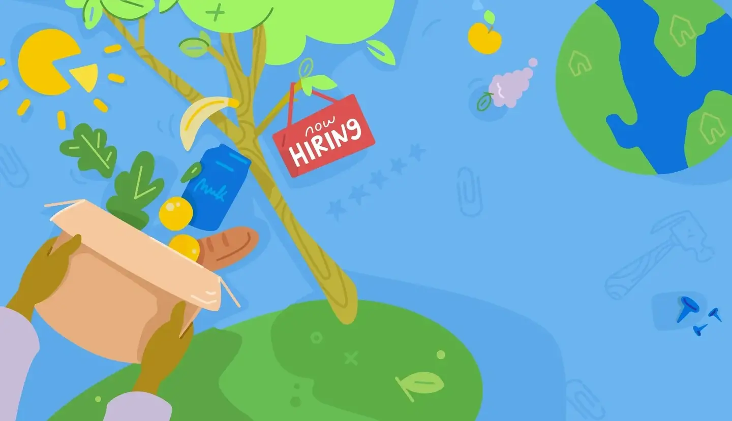 Abstract illustration of hiring on Idealist.