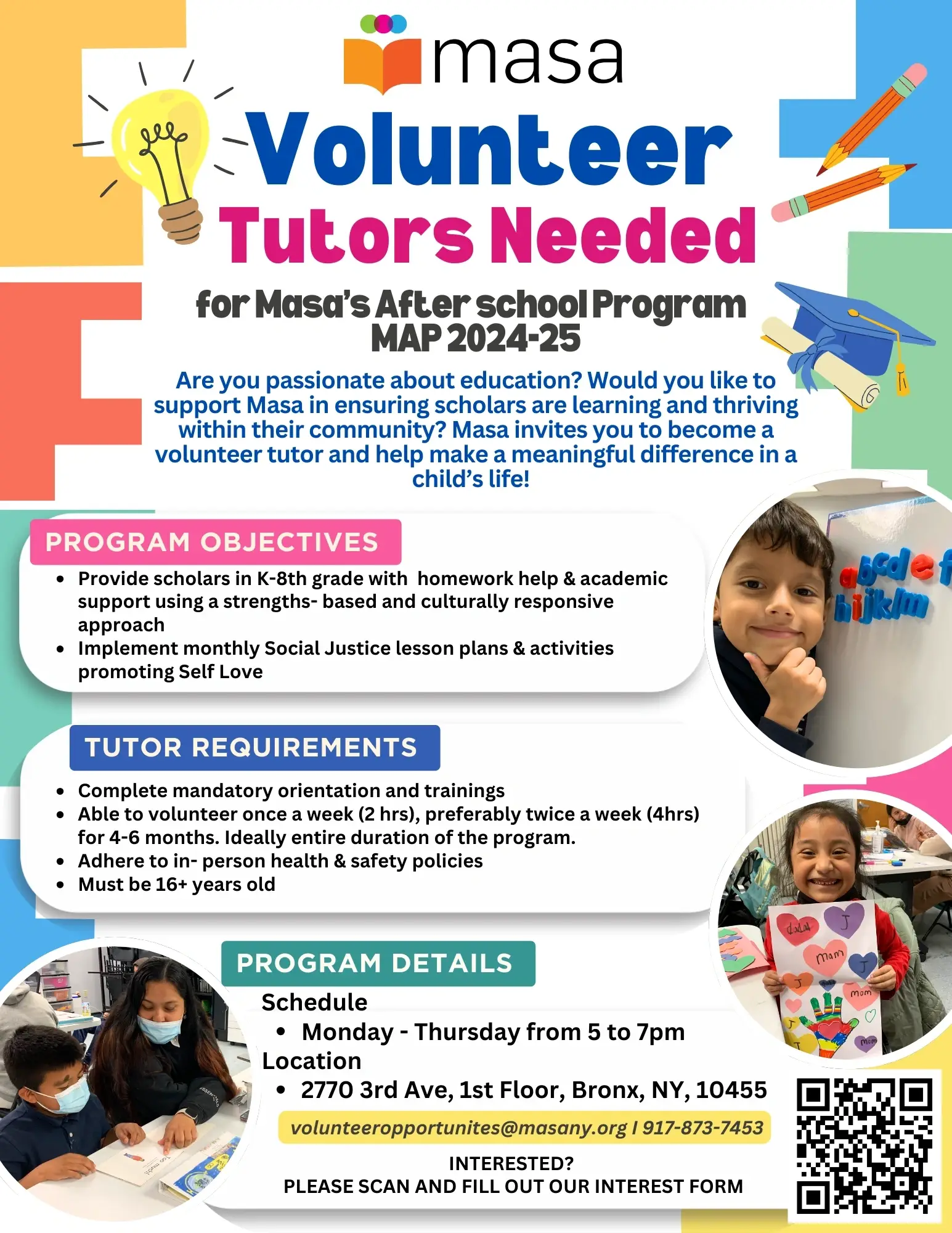 Volunteer Tutors Needed for After School Program for Students in K-8th grade