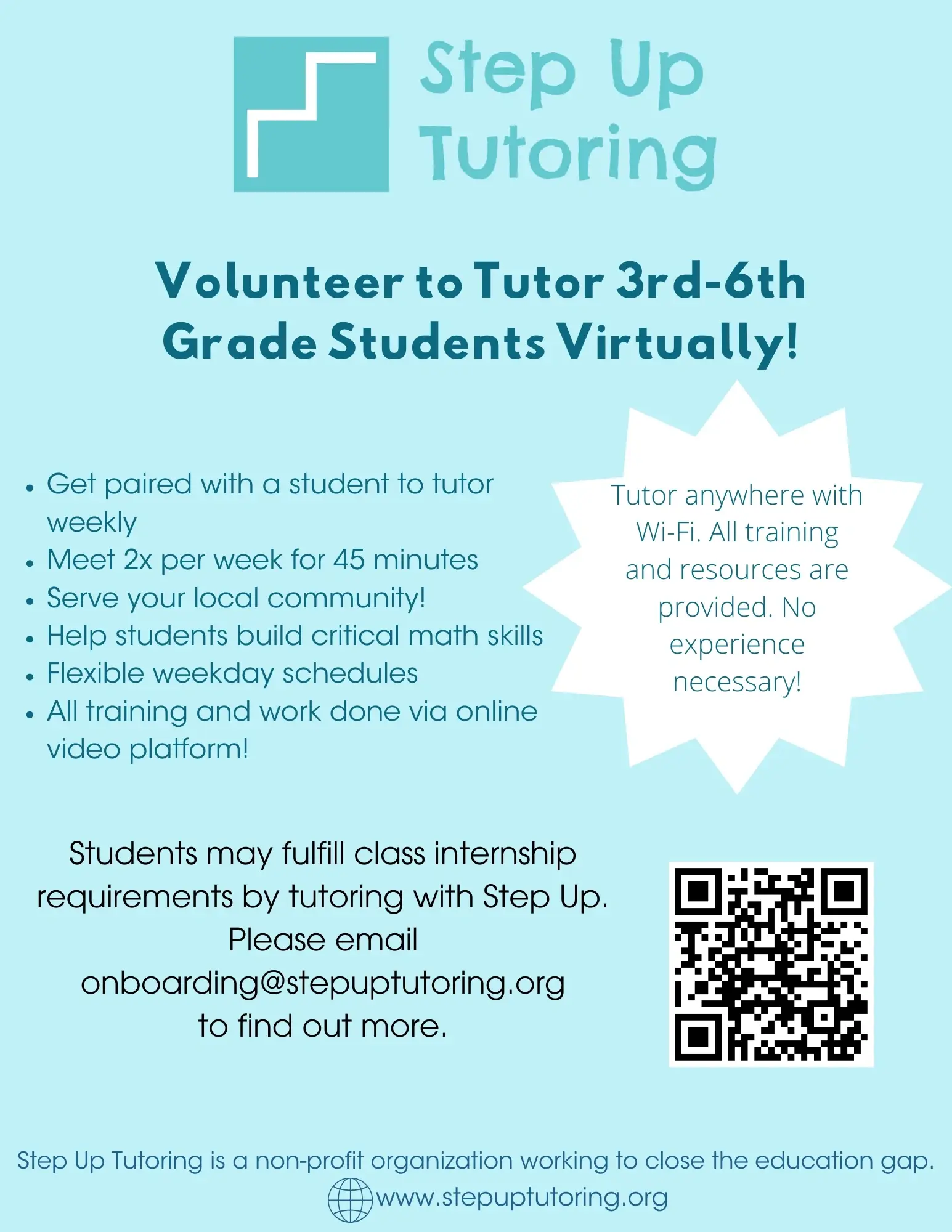 Online Volunteer Tutor + Mentor (No experience required)