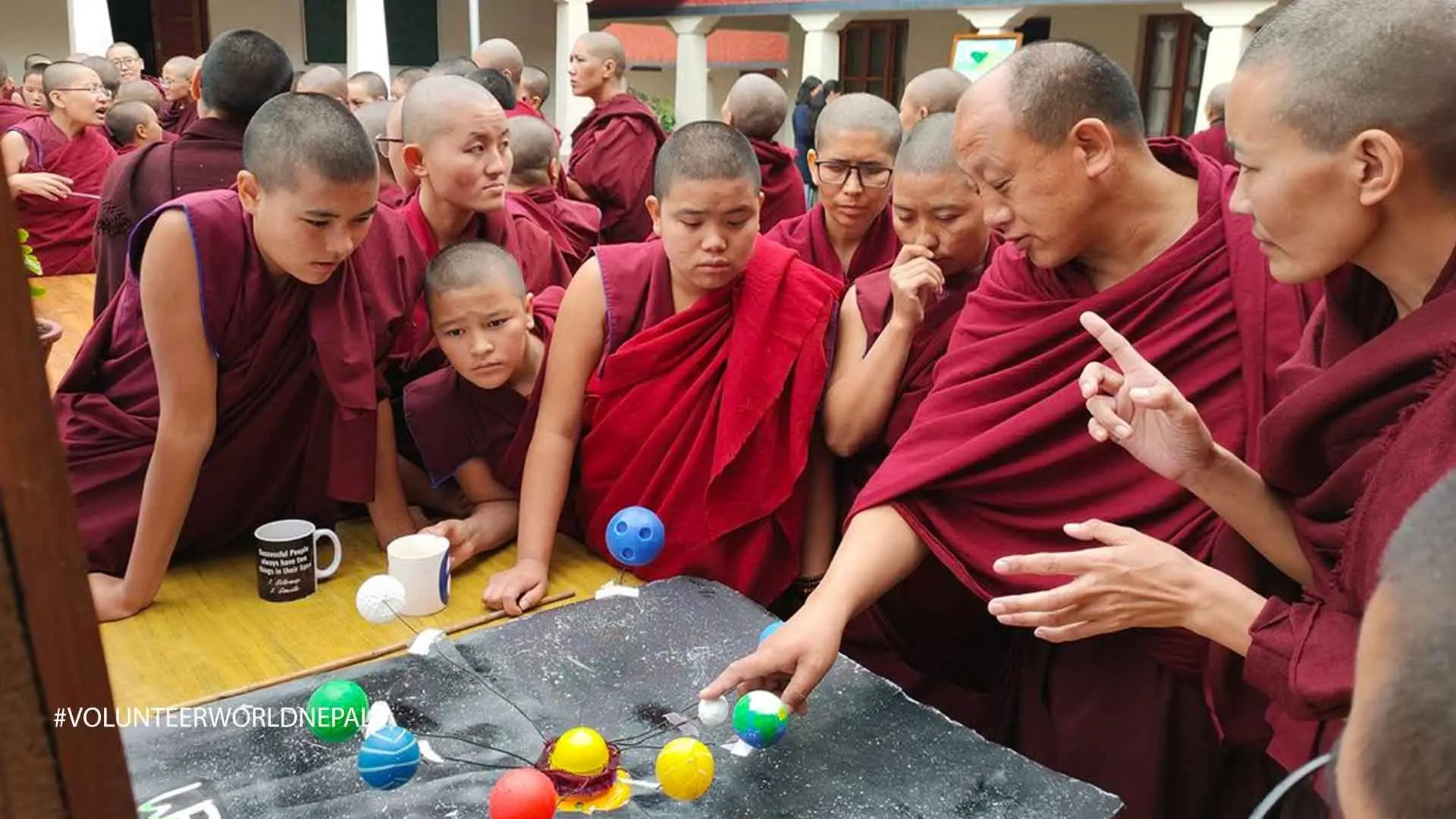 Teaching to Little Buddhist Monks in the Monasteries in Kathmandu Pokhara and Salleri