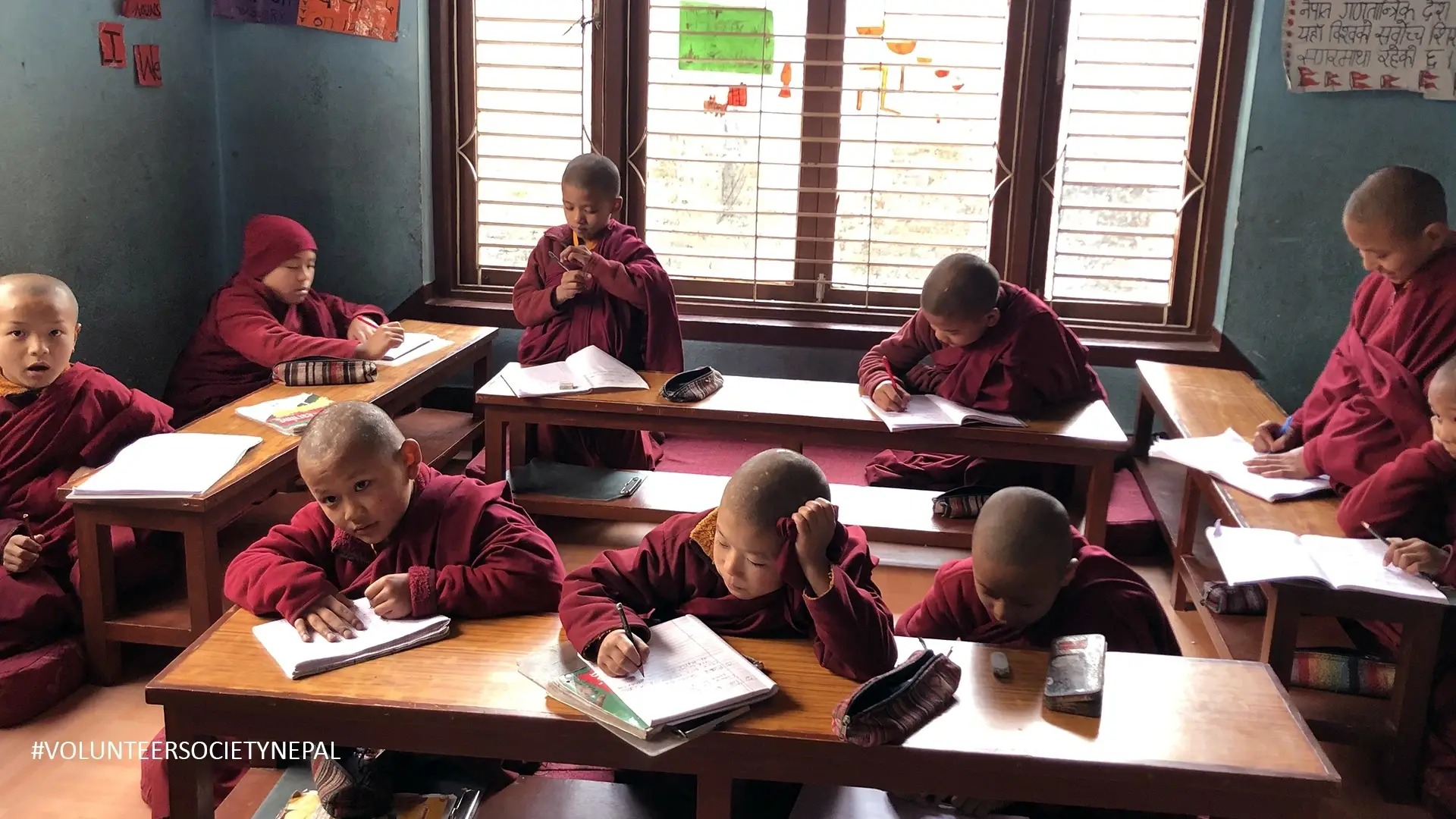 Teaching to Little Buddhist Monks in the Monasteries Volunteering Work