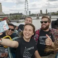 University of Westminster students in front of Thames