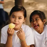 Students enjoying a topogillo (basically a popsicle in a bag)