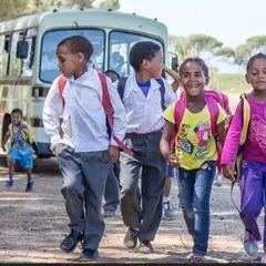 children running in street