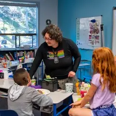 NWSDHH's audiologist and lead interpreter work with students.