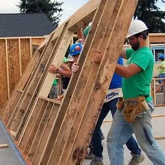 Volunteers on our build sites.