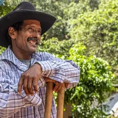 Farmer on his small farm