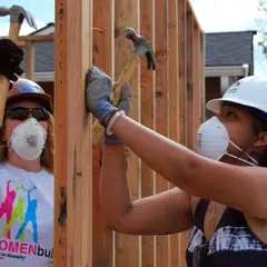 Volunteers on our build sites.