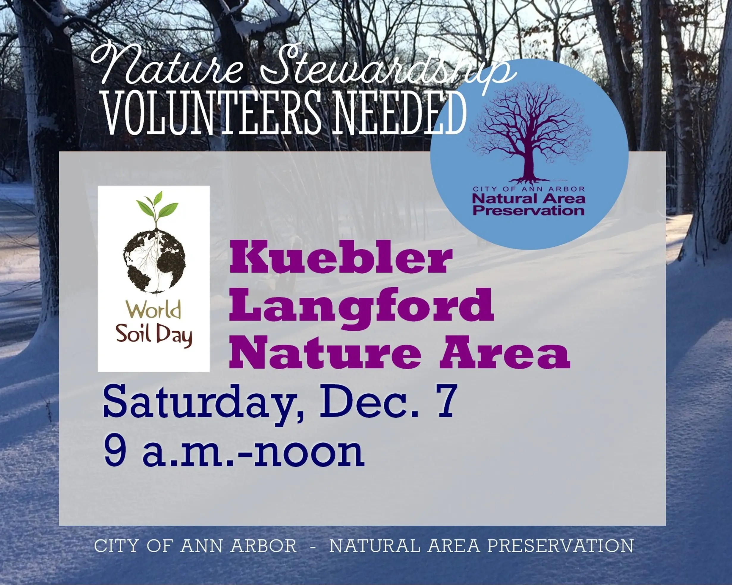 Volunteer for Nature at Kuebler Langford Nature Area/World Soil Day