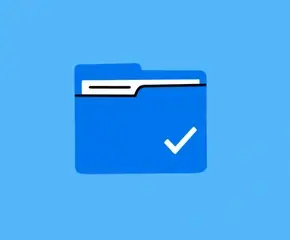 blue folder with a white checkmark