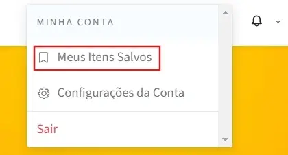 Uma captura de tela do site da Idealist mostrando como acessar seus itens salvos no menu suspenso da conta.