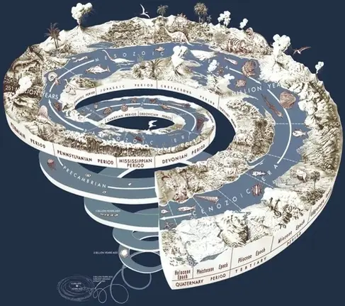 La espiral de tiempo geológica.