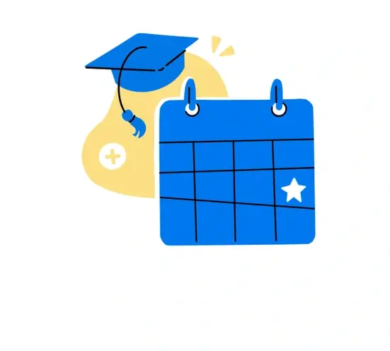 illustration of a calendar and graduation cap