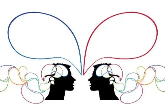 Ilustración de dos cabezas pensantes