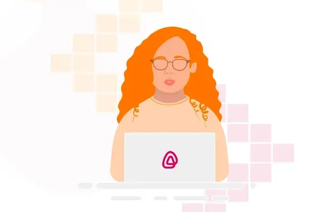 ilustración de chica frente a computadora