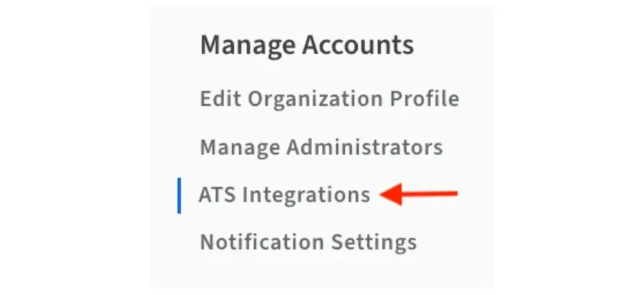 Screenshot of the Idealist website showing how to access ATS integration from the organization's Dashboard