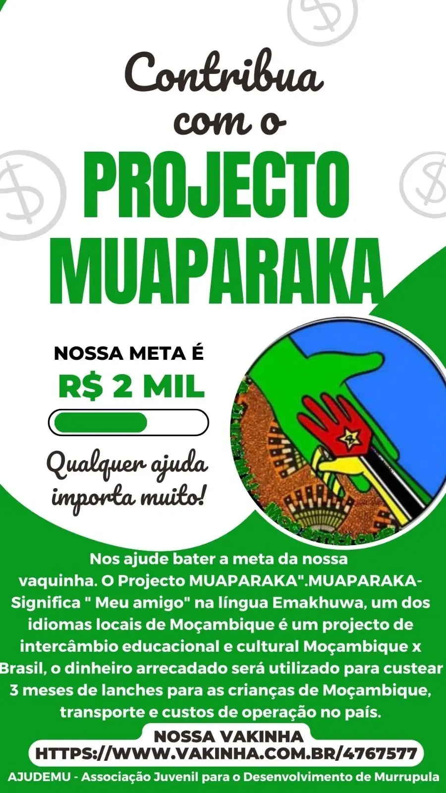 ANÚNCIO DE VAGAS DE VOLUNTARIADO NO PROJECTO EDUCACIONAL MUAPARAKA