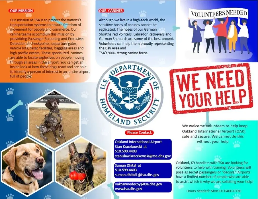 Train with canine (search dog) teams at the Oakland Airport