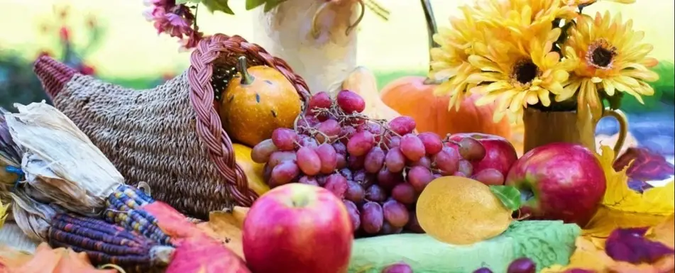 Close up of an autumnal banquet.