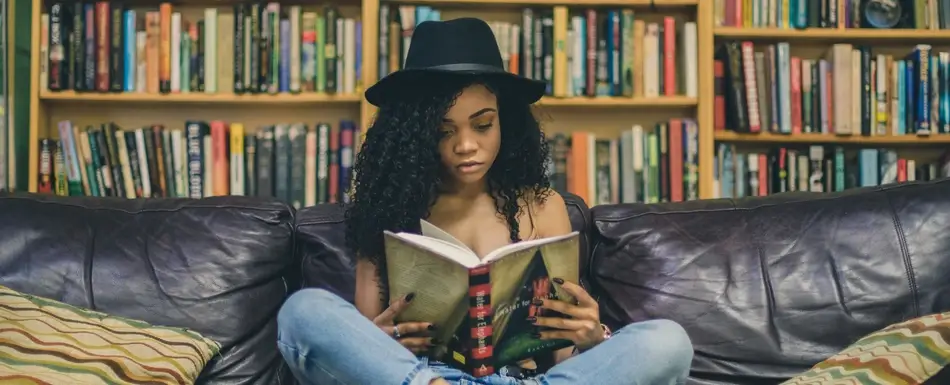 woman reading a book