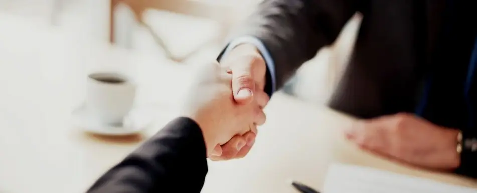 Two people shaking hands.