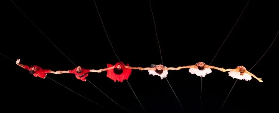 An arial shot of ballerinas.