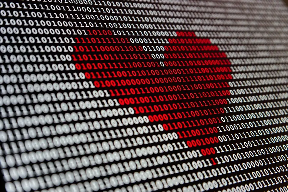 Un corazón dibujado sobre data