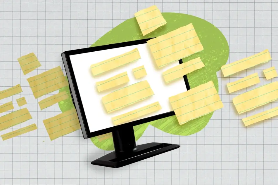 An Illustration of a computer screen and note pads.