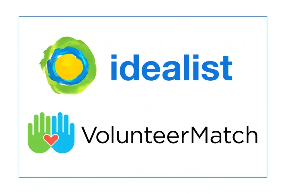 Imagen de los logos de Idealist y VolunteerMatch